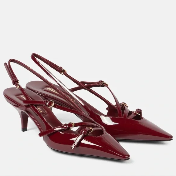 MIU MIU 55 patent leather slingback pumps - Picture 1 of 9